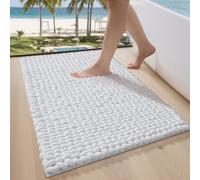 LUMI Chenille Bath Mat 40 x 60 cm, Non-Slip Absorbent Soft, White | Extra Plush Thick Bathroom Mat, Luxury Washable Quick Dry Bath Rugs, Cozy Braid Floor Mat for Bathtub, Sink, Laundry