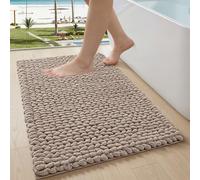 LUMI Chenille Bath Mat 60 x 110 cm, Non-Slip Absorbent Soft, Beige | Extra Plush Thick Bathroom Mat, Luxury Washable Quick Dry Bath Rugs, Cozy Braid Floor Mat for Bathtub, Sink, Laundry