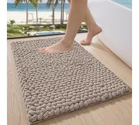 LUMI Chenille Bath Mat 60 x 90 cm, Non-Slip Absorbent Soft, Beige | Extra Plush Thick Bathroom Mat, Luxury Washable Quick Dry Bath Rugs, Cozy Braid Floor Mat for Bathtub, Sink, Laundry