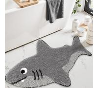 LUMI Cute Animal Bathroom Rugs, Non-Slip Backing Washable Bath Mats, Shark Shaped Absorbent Bath Rugs for Bathroom, Ideal Floor Mat for Shower Sink Bathtub Room Decor, 20"x32", Echo Shark