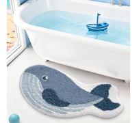 LUMI Cute Animal Bathroom Rugs, Plush Absorbent Bath Mats for Bathroom, Non-Slip Backing Washable Bath Mat, Ideal for Shower Sink Bathtub Room Decor, 20"x35", Deep Whale
