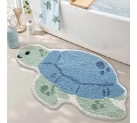 LUMI Cute Animal Bathroom Rugs, Plush Absorbent Bath Mats for Bathroom, Non-Slip Backing Washable Bath Mat, Ideal for Shower Sink Bathtub Room Decor, 20"x33", Blue Sea Turtle