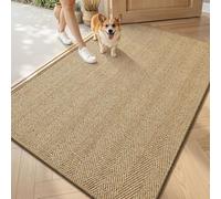 LUMI Handwoven Sisal Door Mat, Non-Slip Durable Entryway Mat, Welcome Front Doormat, Solid Floor Mats for Entrance, 36"x60", Herringbone Sisal