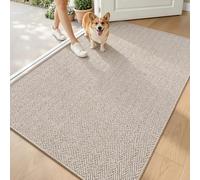LUMI Indoor Door Mat for Entrance, Non Slip Low Profile Entryway Rug, Ultra-Thin Pet Friendly Welcome Mat, Unique Texture Design Doormat for Inside, Patio, Porch, 48"x72", Beige