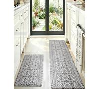 LUMI Kitchen Mat, 2PCS Kitchen Cushioned Mat for Floor, Ultra Soft Non-Slip Waterproof Runner for Standing, Stain Resistant PVC Comfort Rugs for Home, Office, Sink, Laundry