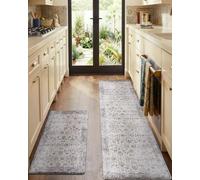 LUMI Kitchen Mat, 2PCS Kitchen Cushioned Mat for Floor, Ultra Soft Non-Slip Waterproof Runner for Standing, Stain Resistant PVC Comfort Rugs for Home, Office, Sink, Laundry