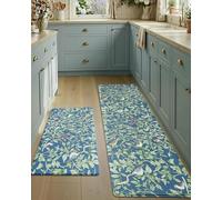 LUMI Kitchen Mat, 2PCS Kitchen Cushioned Mat for Floor, Ultra Soft Non-Slip Waterproof Runner for Standing, Stain Resistant PVC Comfort Rugs for Home, Office, Sink, Laundry