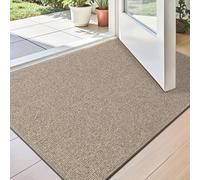 LUMI Ultra Thin Door Mat for Entryway, 17"x30" Low Profile Non Slip Rubber Backing Indoor Doormat, Easy Clean Welcome Entrance Mat for Inside House, Patio, Khaki