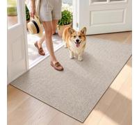 LUMI Ultra Thin Indoor Door Mat 90 x 140 cm, Entrance Doormat, Beige | 0.35 cm Ultra Thin, Dirt-Trapping & Absorbent Quick-Dry Surface, Waterproof Non-Slip Rubber Backing, Elegant Herringbone