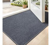 LUMI Ultra Thin Indoor Door Mat for Entrance 24"x36", Non Slip Entryway Mat, Low Profile Doormat, Unique Herringbone Design Carpet for Inside, Patio, Porch, Medium Gray