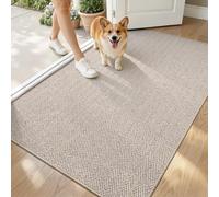 LUMI Ultra Thin Indoor Door Mat for Entrance 36"x56", Non Slip Entryway Mat, Low Profile Doormat, Unique Herringbone Design Carpet for Inside, Patio, Porch, Beige