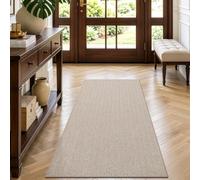 LUMI Ultra Thin Runner Rug for Hallway 2'x6', Entryway Rug, Beige | 0.14" Ultra Thin, Dirt-Trapping & Absorbent Quick-Dry Surface, Waterproof Non-Slip Rubber Backing, Elegant Herringbone Design