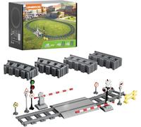 Lumibricks 32PCS Train Track Expansion Set,16 Straight & 16 Curved Rails,Build Multiple Track Shapes with Realistic Railway Accessories,Compatible with LEGO & All Major Bricks