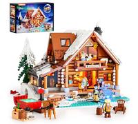 LUMIBRICKS Aurora-Cabin Christmas Lighting-Building-Bricks Set - 2425 Pcs Retro House Winter Lodge LED Light Construction Building Christmas Village Model Set for Adults and Families