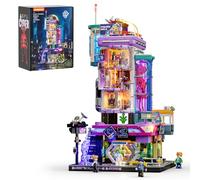 Lumibricks Cyberpunk Neoncity Cyber Couture Galleria with Lighting - 22 Light Spots, 2701 Clamping Blocks, Futuristic Fashion House with Capsule Lift, Cyberpunk City Series for Adults