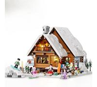 Lumibricks Retro House Ski Lodge Building Set with LED Lights