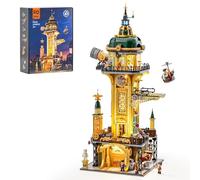 Lumibricks Steampunk Observatory Tower Lighting Building Bricks Set - 2744 Pcs Victorian Mechanical Modular Construction Building Model for Adults and Steampunk Lovers