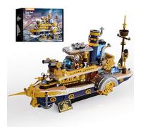 Lumibricks Steampunk Steamship Lighting Building-Bricks Set, 1792 Pcs Ocean Steamboat from Abyss League Collection Display Set for Adults and Steampunk Lovers