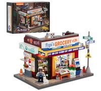 Lumibricks Street Fusion the Bodega 26 Modular Building Set, LED Convenience Store Model Kit, 608 Pieces with Minifigure