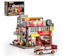 Lumibricks Street-MOD-Garage Building Set with Light -Street Fusion Retro Industrial Design Model, 1935 Pcs Construction Set, Gift for Adults, Teens and Car Enthusiasts, L9088