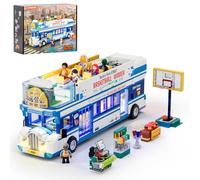 Lumibricks Streetball-Tour-Bus Building Set with Lights, Modular Basketball Team Bus with 1 Hoop, Gift for Basketball and Building Block Fans,1170pcs,19010