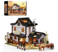 Lumibricks Wild West Blacksmith Lighting Building-Bricks Set - Western Forge House 2042 Pcs Collection Display Set for West Lovers