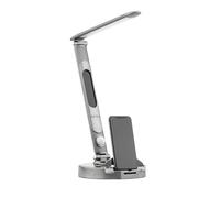 LumiCharge LED Smart Adjustable Desk Lamp and Universal Phone Charging Dock - Wireless Charger, Touch Control 3 Light Hues, 10 Brightness Levels, Motion Light and Clock with LED Display