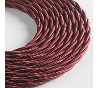 LUMIÈRE Braided Fabric Cable for Lighting 3 x 0.75 mm Bordeaux Red 10 m Maximum Anti-Shock Safety!