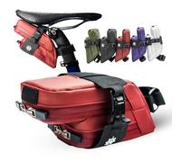 Lumiere & Co. Magnetic Quick-Release Bike Saddle Bag - 7″ × 3″ × 3″ | Double Compartment, Low-Profile Brick Design | Fidlock Magnetic Black V Buckle Attachment System | Mach X (Red, Medium)