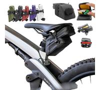 Lumiere & Co. Magnetic Quick-Release Bike Saddle Bag - Double Compartment, Low-Profile Brick Design, Designed with Fidlock's Magnetic Black V Buckle Attachment System (Black, M)