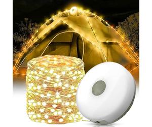 LumiGlow 4 in 1 Retractable Camp Light, Lumiglow Camping Light, Camping String Lights 8M, Outdoor Waterproof Portable Stowable String Light Rechargeable with 5 Lighting Modes for Garden Yard (Warm)