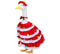 LUMIGRAIN Christmas Porch Goose Outfit, Funny Yard Goose Statue Clothes for Outdoor Lawn Decor, Cute Christmas Costume for 23 Inch Porch Geese, Festive Garden & Patio Decoration (RED)