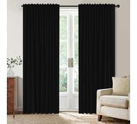LumiLoom Linen 100% Blackout Curtains 96 Inch Length 2 Panel Set, Heavy Duty Linen Curtains for Living Room, Thermal Insulated Drapes for Bedroom, W52 x L96 Inch-Black