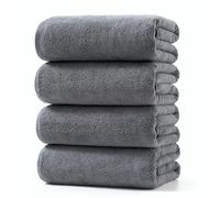 Lumimi 4 Piece Microfiber Bath Towel Set Incredibly Absorbent Lightweight for Bathroom Gym Beach Super Soft Fast Drying and Durable, 55" L x 27" W, 4 Pack Dark Grey