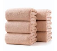 Lumimi Towels 6 Pack Super Soft Microfiber Bath Towel Set Salon Gym Yoga Travel Very Absorbent Light Quick Dry and Durable, 55" L x 27" W, 6 Piece Beige
