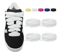 LUMIMITUAN 2pairs Fat Shoelaces for Adidas Campus 00s,16MM Chunky Thick Flat Wide Jumbo Replacement Laces for Sneaker shoes, White, 160cm/63inch