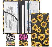 LumiMokki Car Registration and Insurance Card Holder, Premium Leather Registration and Insurance Card Holder,Wallet Accessories Case with Magnetic Shut for Cards, Essential Document (Sunflower B)