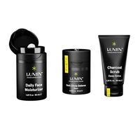 Lumin Boss Trio, Men's Skincare Kit with Moisturiser, Charcoal Scrub & Dark Circle Balm, 3-Step Routine, 3 Products