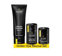 Lumin - No Baggage Trio - Skin Care Kit for Men - Dark Circle Defense, Charcoal Cleanser, Moisturizer - Helps with Tired Eyes, Dark Spots, Uneven and Dull Skin - 2 Month Supply