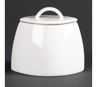 Lumina Fine China Oval Sugar Bowls in White with Lids 7oz / 200ml