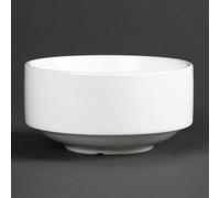 6X Lumina Fine China Stacking Soup Bowls 398ml 14oz White Kitchen Dish