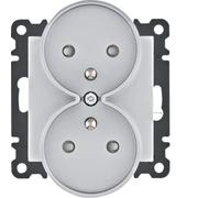 Lumina WL1342 hager polo 8694407002723 Socket Socket with Earthing Double with Contact Panel 16A/250VAC Silver