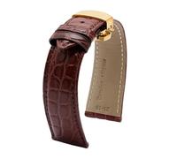 LuminaCreek 12 14 16 18 20 22 24 mm Crocodile Pattern Leather Watch Strap Men's Watch Accessories with Butterfly Clasp(Brown gold,19mm)