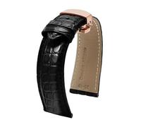 LuminaCreek 12 14 16 18 20 22 24 mm Crocodile Pattern Leather Watch Strap Men's Watch Accessories with Butterfly Clasp(Black Rose,18mm)
