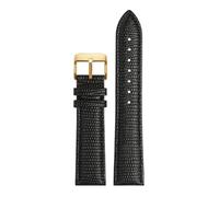 LuminaCreek 14 mm - 22 mm Black Brown Red Lizard Pattern Leather Watch Strap Watch Replacement Strap Watch Accessories(Black Gold Pin,14mm)