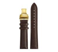 LuminaCreek 14 mm - 22 mm Black Brown Red Lizard Pattern Leather Watch Strap Watch Replacement Strap Watch Accessories(Brown Gold Buckle,22mm)