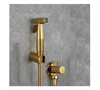 LuminaCreek Bidet Faucet, Single Cold Solid Brass Handheld Toilet Bidet Sprayer Titanium Gold Bathroom Douche kit Shattaf Washer Shower(B Set)