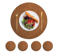 LuminaCreek Faux Leather Waterproof Heat Resistant Placemats Pack Of 4, 6, 8 17.7x11. Inches Multicolor(Brown,CIRCLE-4)
