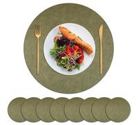 LuminaCreek Faux Leather Waterproof Heat Resistant Placemats Pack Of 4, 6, 8 17.7x11. Inches Multicolor(Green,CIRCLE-8)