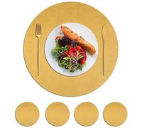 LuminaCreek Faux Leather Waterproof Heat Resistant Placemats Pack Of 4, 6, 8 17.7x11. Inches Multicolor(Yellow,CIRCLE-4)